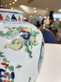 A Chinese wucai 'dragon' vase, Transitional period/Kangxi