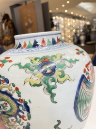 A Chinese wucai 'dragon' vase, Transitional period/Kangxi