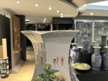 A Chinese hexagonal qianjiang cai vase, signed Wang Qi 王琦, 19/20th C.