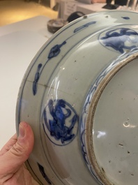 A Chinese blue and white 'hare' dish, Jiajing