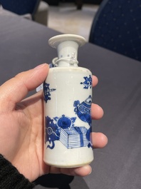 A Chinese blue and white 'landscape' vase, Qianlong