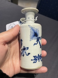 A Chinese blue and white 'landscape' vase, Qianlong