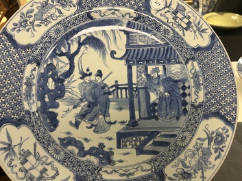 A Chinese blue and white 'Romance of the Three Kingdoms' dish, Yongzheng