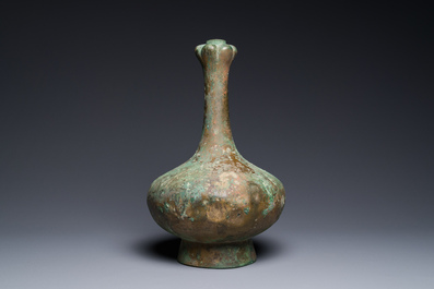 A Chinese bronze garlic-mouth vase, Han