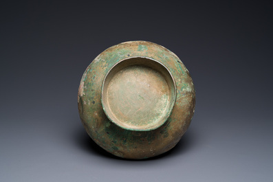 A Chinese bronze garlic-mouth vase, Han