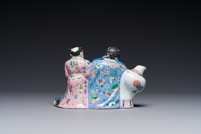 A rare Chinese famille rose water dropper in the shape of Libai, Qianlong/Jiaqing