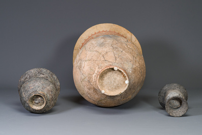 Three Ban Chiang culture pottery jars, Thailand, 7/4th C. B.C.