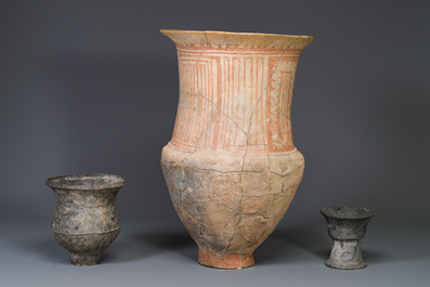 Three Ban Chiang culture pottery jars, Thailand, 7/4th C. B.C.