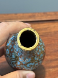 A small Chinese cloisonn&eacute; 'lotus scroll' bottle vase, Qianlong mark and of the period