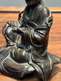 An extremely rare and unique 'Laozi' incense burner and cover, Yuan