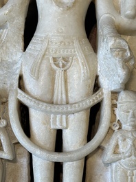 A white marble fragment of Parvati and a white marble fragment of Tirthankara, India, 12/13th C.