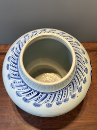 Een zeldzame en bijzondere Chinese blauw-witte vaas met floraal decor, Kangxi