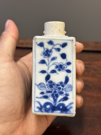 Two Chinese blue and white vases, two miniature jugs and a tea caddy, Kangxi