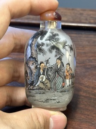 Three Chinese inside-painted glass snuff bottles, 20th C.