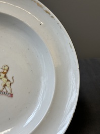 A Chinese armorial plate with the coat of arms of Lord Percy Clinton Sydney Smith, Viscount of Strangford, Jiaqing