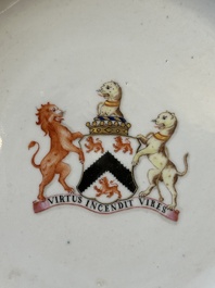 A Chinese armorial plate with the coat of arms of Lord Percy Clinton Sydney Smith, Viscount of Strangford, Jiaqing