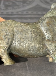 A rare Chinese bronze ritual vessel in the form of a tapir in Eastern Zhou-style, Warring States period