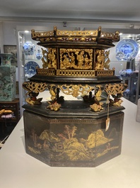 A Chinese gilt lacquer altar piece or 'chanab' for the Straits or Peranakan market, 19/20th C.