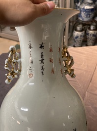Cinq vases divers en porcelaine de Chine famille rose, 19/20&egrave;me