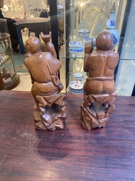 A group of Chinese boxwood sculptures of 18 Luohan, 20th C.