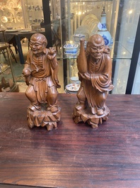 A group of Chinese boxwood sculptures of 18 Luohan, 20th C.