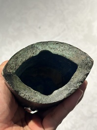 A rare Chinese inscribed archaic bronze bell, Eastern Zhou