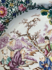 Two fine Chinese Canton famille rose 'mandarin subject' plates, Qianlong