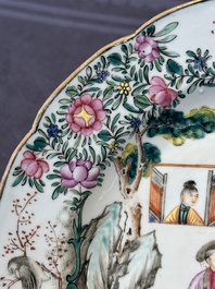 Two fine Chinese Canton famille rose 'mandarin subject' plates, Qianlong