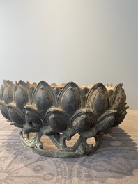 A large Chinese bronze lotus throne, Ming
