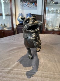A rare and large Chinese bronze lion-form censer, Southern Song