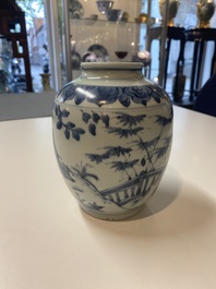 A Chinese blue and white 'sage' jar, Ming