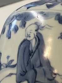 A Chinese blue and white 'sage' jar, Ming