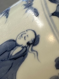 A Chinese blue and white 'sage' jar, Ming