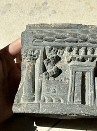 Five Gandhara grey schist frieze fragments with narrative design, 1/5th C.
