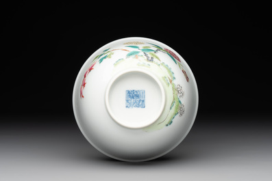 A Chinese famille rose bowl with floral design, Daoguang mark, 19/20th C.