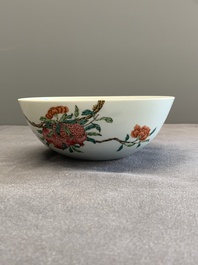 A Chinese famille rose 'peony and pomegranate' bowl, Daoguang mark, 19/20th C.