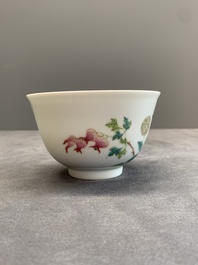 A Chinese famille rose bowl with floral design, Daoguang mark, 19/20th C.