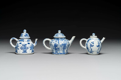 Six Chinese blue, white and Imari-style teapots, Kangxi/Yongzheng