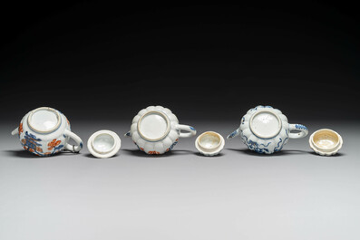 Six Chinese blue, white and Imari-style teapots, Kangxi/Yongzheng