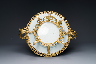 A Chinese famille rose gilt-bronze-mounted 'flower basket' dish, Yongzheng