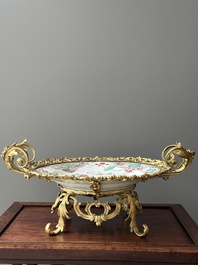 A Chinese famille rose gilt-bronze-mounted 'flower basket' dish, Yongzheng