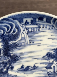 A rare Chinese blue and white 'Bleu de Hue' plate for the Vietnamese market, Nhat 日 mark for the Tu Duc emperor, 1848-1883