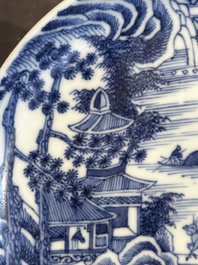 A rare Chinese blue and white 'Bleu de Hue' plate for the Vietnamese market, Nhat 日 mark for the Tu Duc emperor, 1848-1883