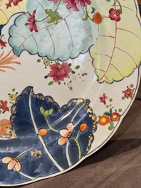 A Chinese famille rose 'tobacco leaf' dish, Qianlong