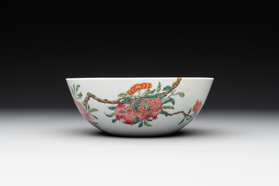 A Chinese famille rose 'peony and pomegranate' bowl, Daoguang mark, 19/20th C.