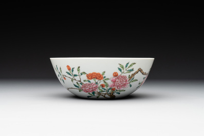 A Chinese famille rose 'peony and pomegranate' bowl, Daoguang mark, 19/20th C.