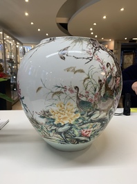 A Chinese famille rose 'ducks and flowers' vase, Xianfeng mark, Republic