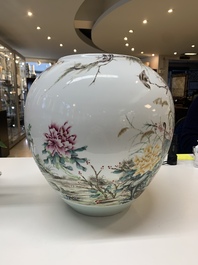 A Chinese famille rose 'ducks and flowers' vase, Xianfeng mark, Republic