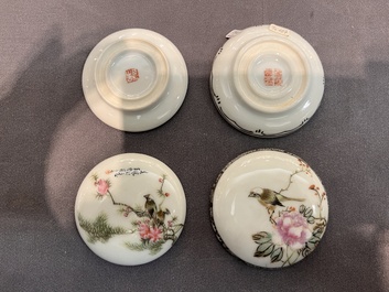 Eight Chinese famille rose seal paste boxes, various marks, Republic