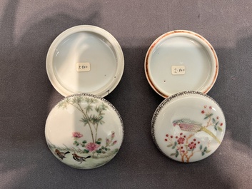 Eight Chinese famille rose seal paste boxes, various marks, Republic